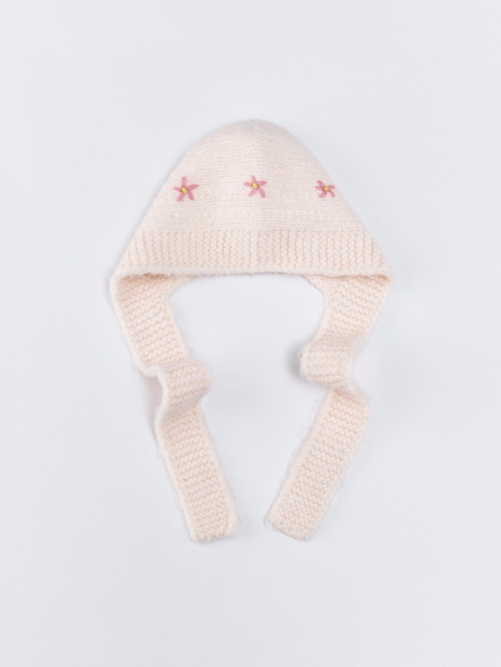 Шапка-чепчик SELA с вышивкой, розовый, арт. 35140