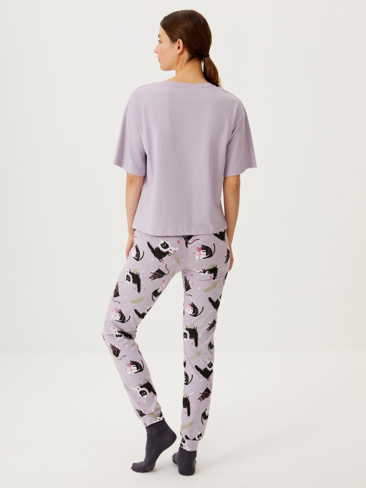 Трикотажная пижама с принтом (фиолетовый, XS) sela 4680129128128 - фото 6
