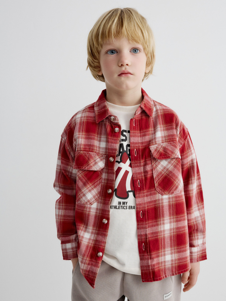 Фланелевая рубашка SELA в клетку, красный, арт. 33673