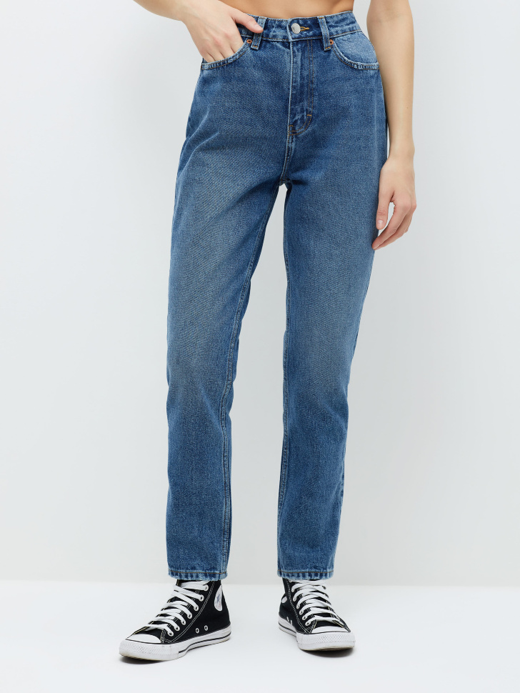 Базовые джинсы mom fit (синий, L) от Sela