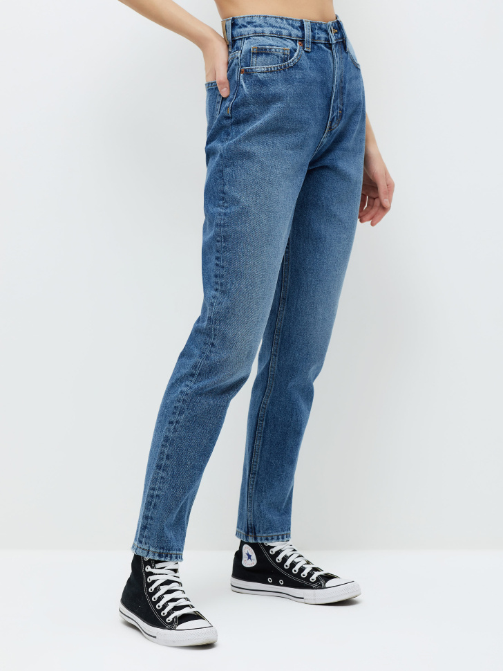Базовые джинсы mom fit (синий, L) от Sela