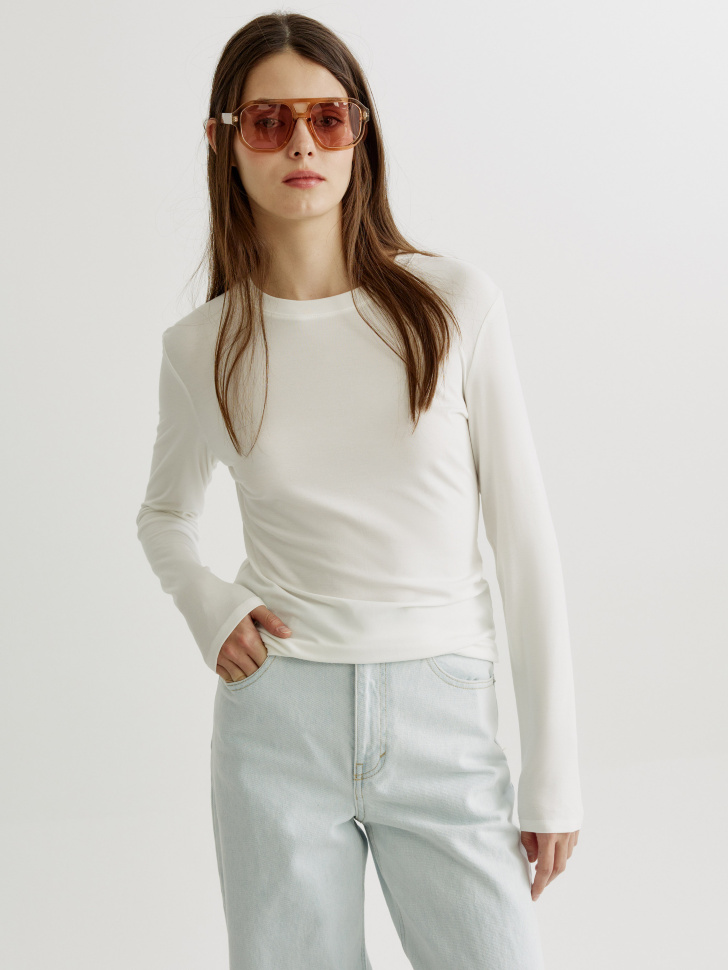 Лонгслив Sela из смесового модала, белый, арт. 41673