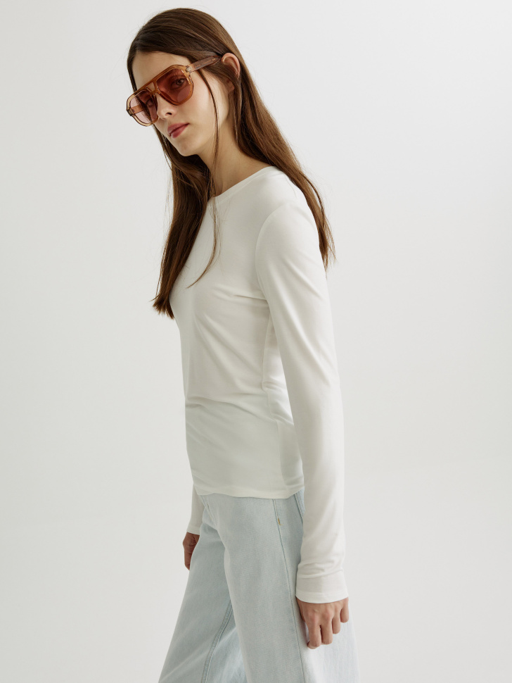 лонгслив из смесового модала из россии вид сбоку