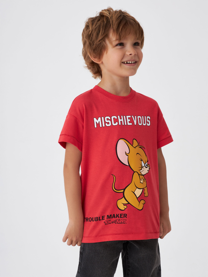 

Футболка с принтом Tom and Jerry для мальчиков, Красный