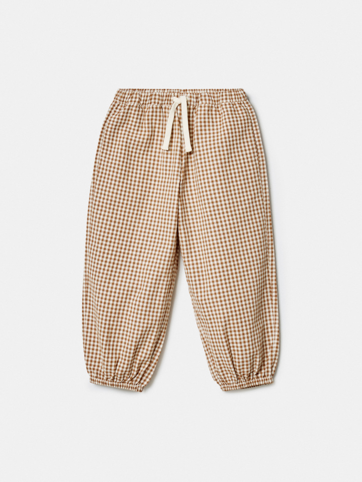 Свободные брюки в клетку Sela, коричневый, арт. 49567