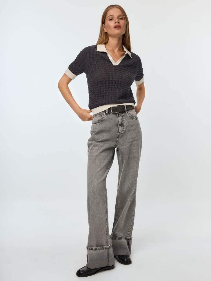 

Винтажные джинсы Wide Leg с отворотами