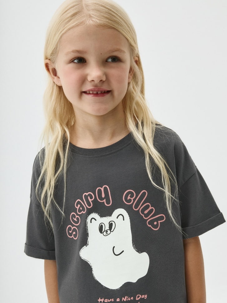 

Футболка оверсайз с принтом Halloween для девочек, 4810040203