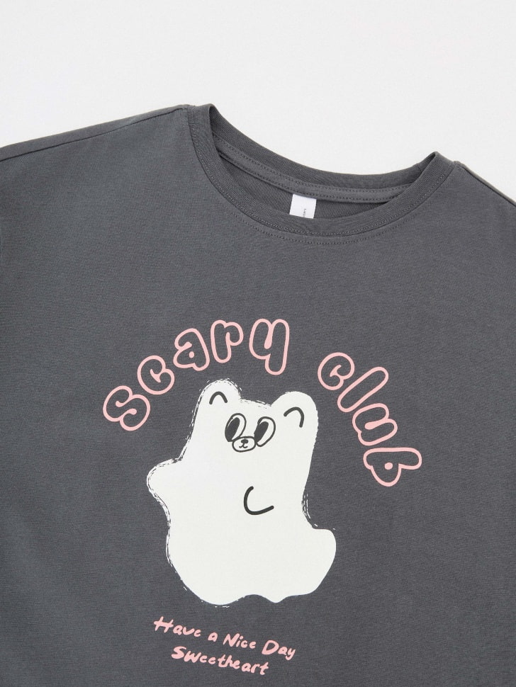 футболка оверсайз с принтом halloween для девочек 4610283964522 купить с доставкой