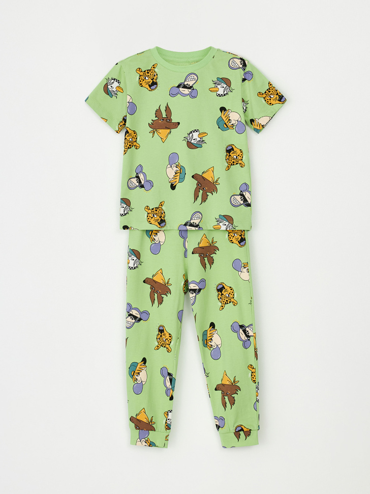 Трикотажная пижама с принтом для мальчиков (принт, 116-122)