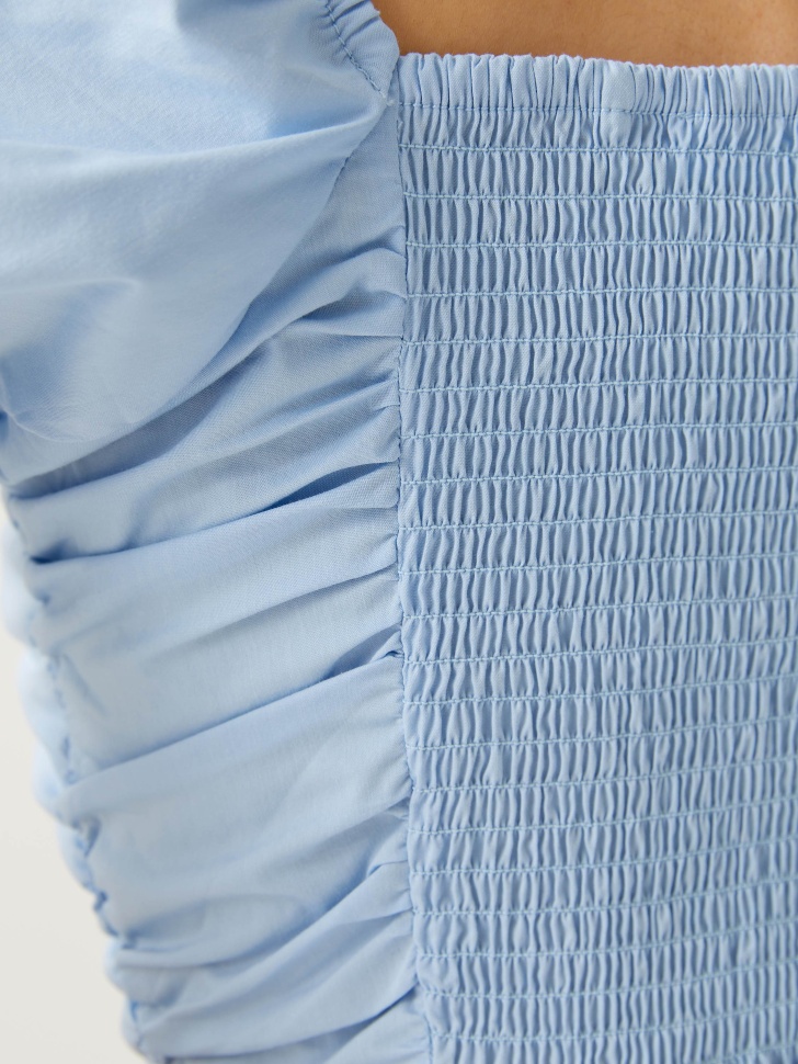 Укороченная блузка с пышными рукавами (голубой, M) от Sela