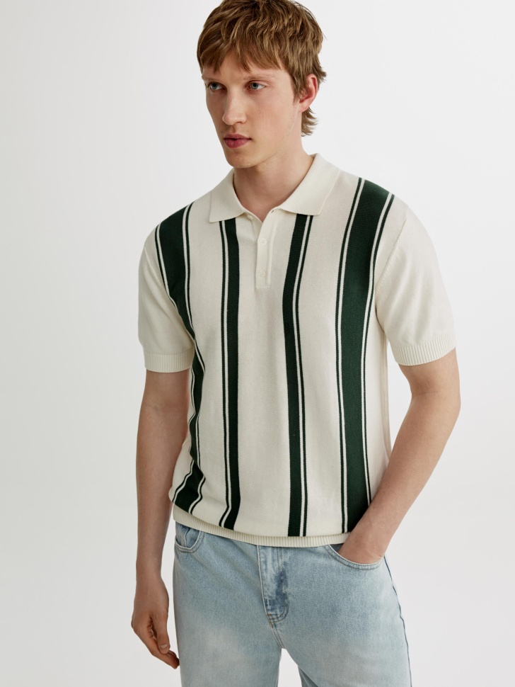 Вязаное поло Sela в полоску, разноцветный, арт. 54298