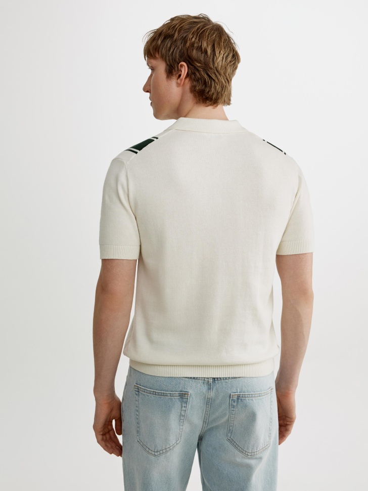 вязаное поло с коротким рукавом в полоску по цене 3599 руб вид справа