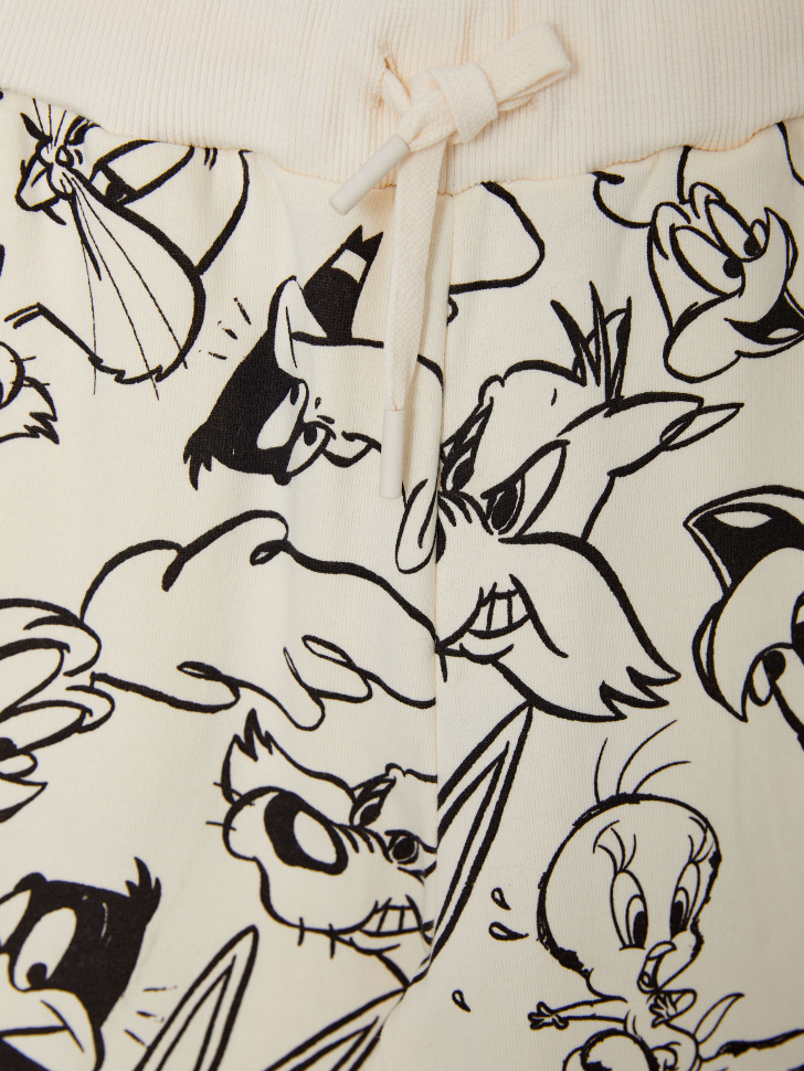 Джоггеры с принтом Looney Tunes для девочек (белый, 128/ 8-9 YEARS) от Sela