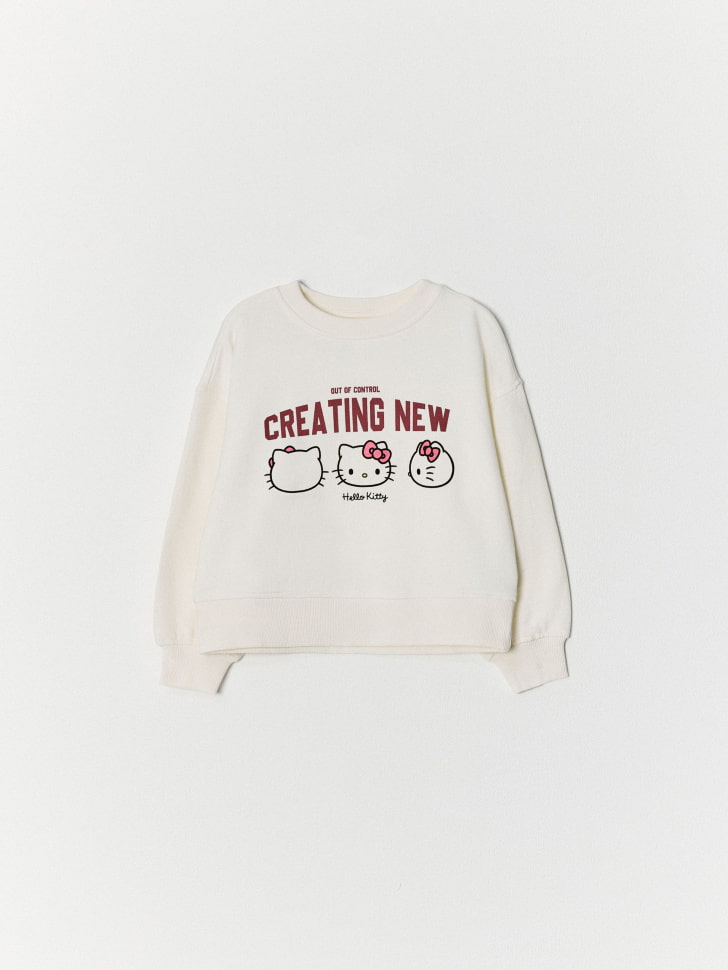 Свитшот оверсайз с принтом Hello Kitty для девочек