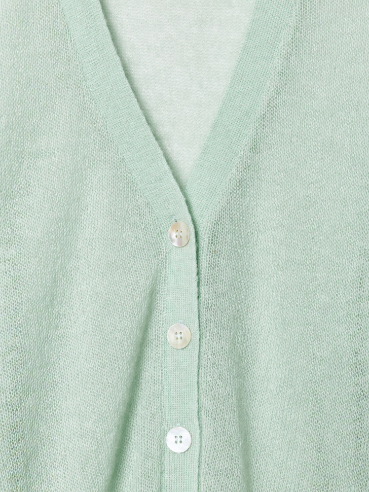 вязаный кардиган с содержанием мохера и шерсти из шерсти спереди