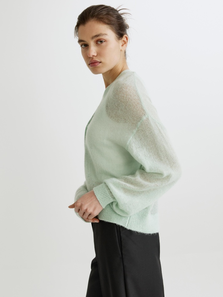 вязаный кардиган с содержанием мохера и шерсти по цене 2999 руб вид справа