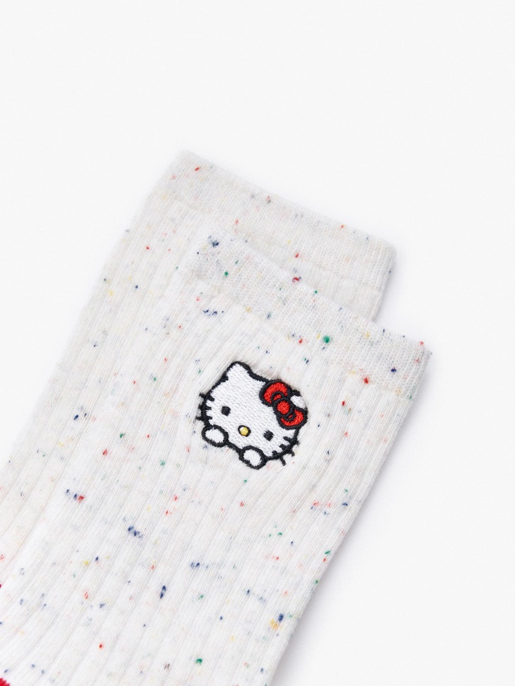 носки с вышивкой hello kitty от бренда sela вид слева