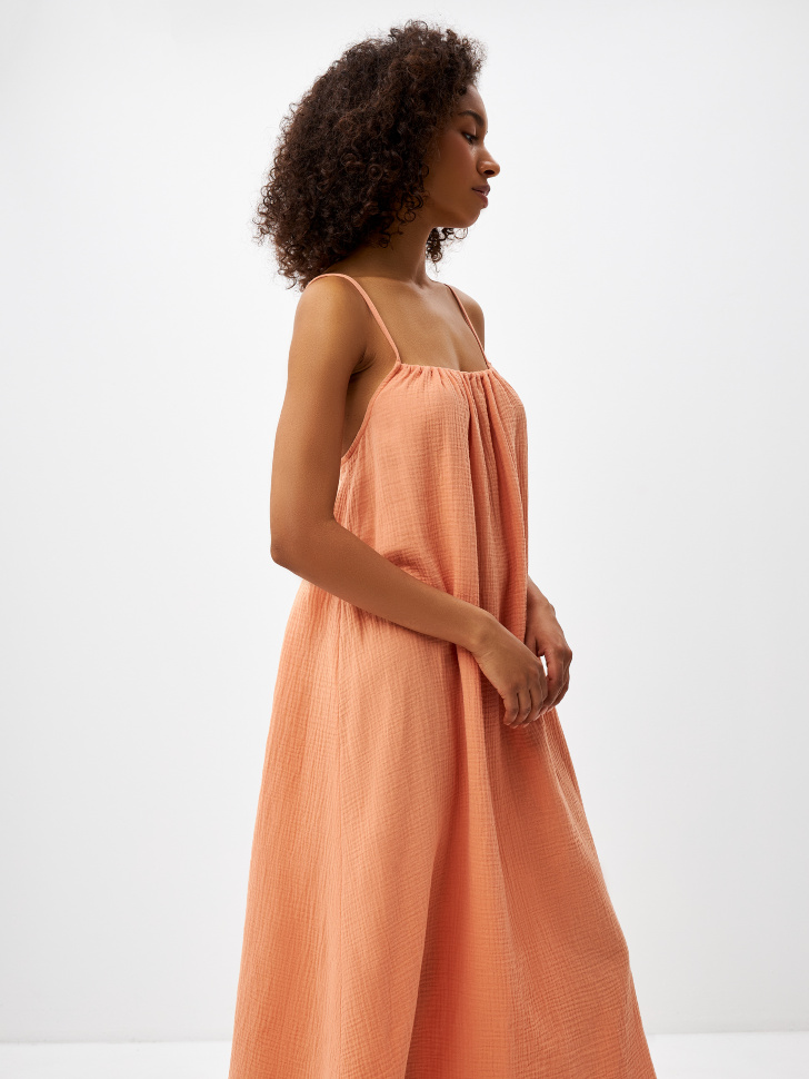 Длинное платье из муслина (оранжевый, M) sela 4680168532283 - фото 3