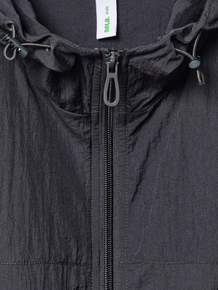 ветровка из нейлона с сумкой-мешком для мальчиков из нейлона спереди