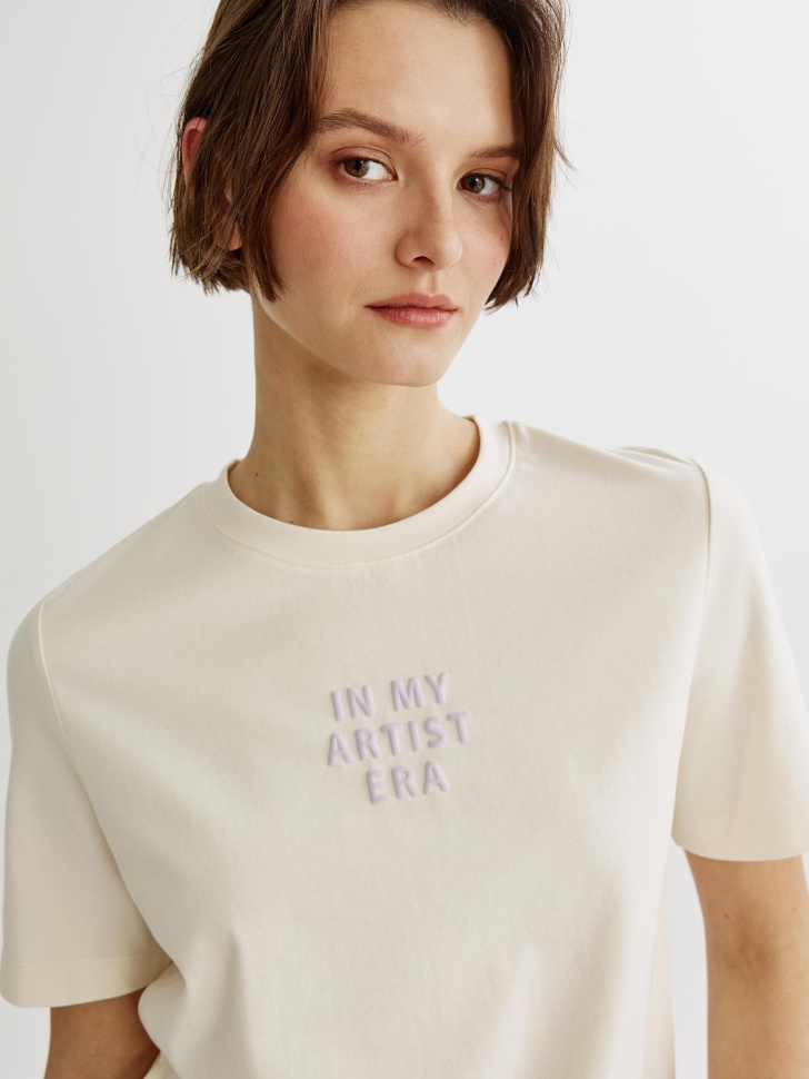 Футболка SELA с принтом, бежевый, арт. 44985