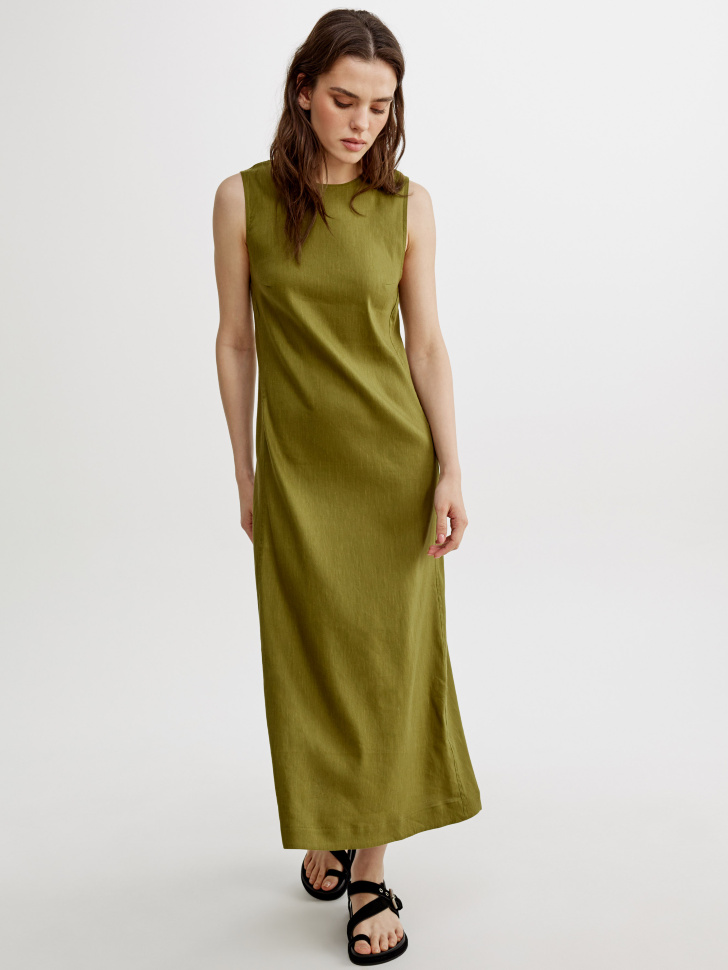 Платье миди Sela из смесового льна, зеленый, арт. 52786