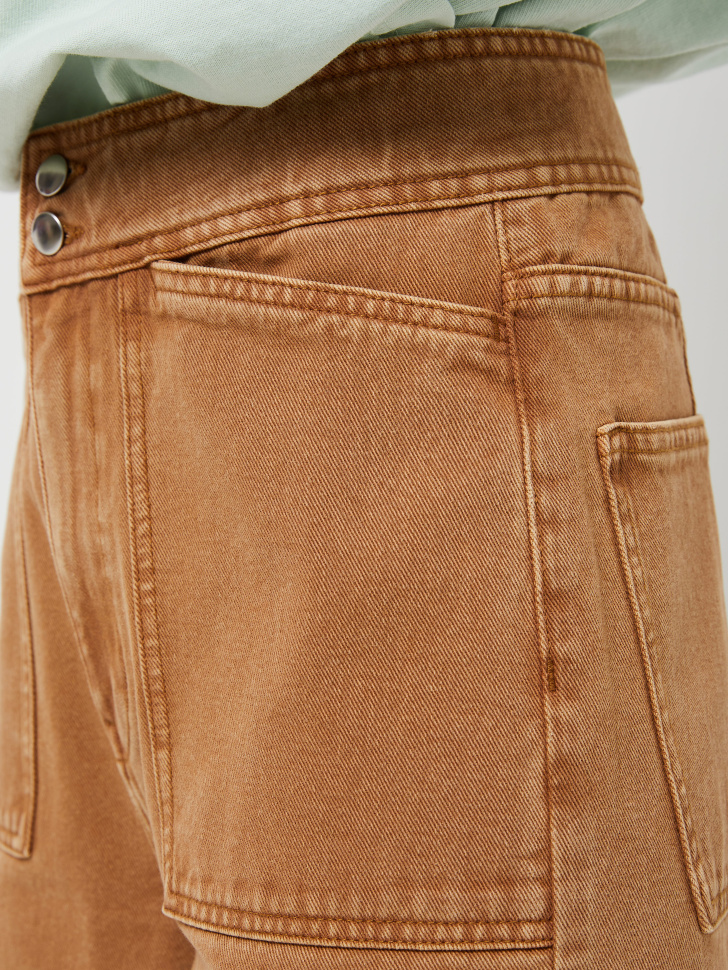 Широкие джинсы с накладными карманами (бежевый, M) sela 4603375423601 - фото 5
