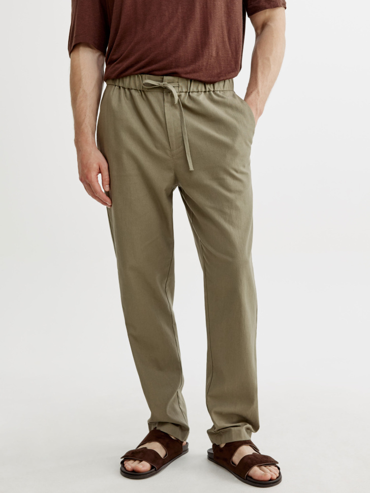 прямые брюки из смесового льна от бренда sela вид слева