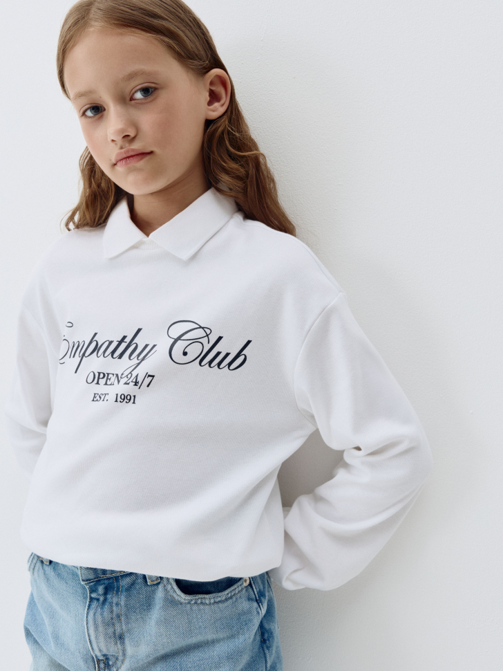 

Лонгслив с воротником для девочек