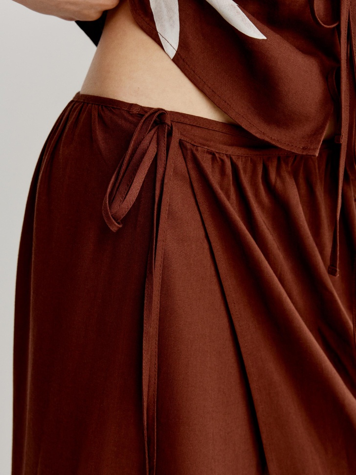 юбка с запахом из смесового льна из россии вид сбоку