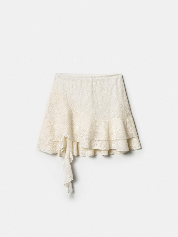 юбка-шорты из кружева с воланами для девочек от бренда sela вид слева