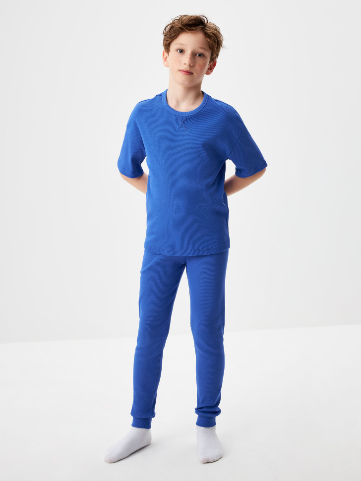 Трикотажная пижама для мальчиков (синий, 122-128) sela 4680168397431 - фото 1