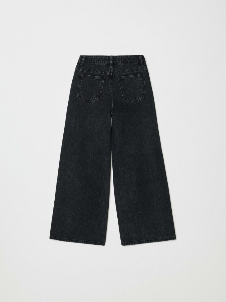 черные джинсы wide leg для девочек 4610517104687 по акции