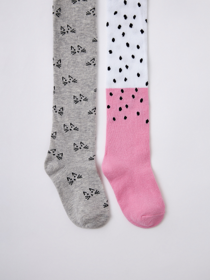 Набор колготок с принтом для девочек (принт, 116-122)