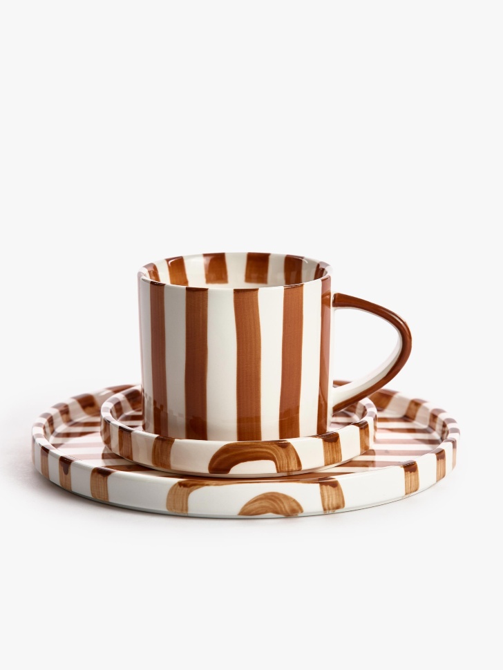 

Чайная пара из костяного фарфора в полоску, SL6801226944