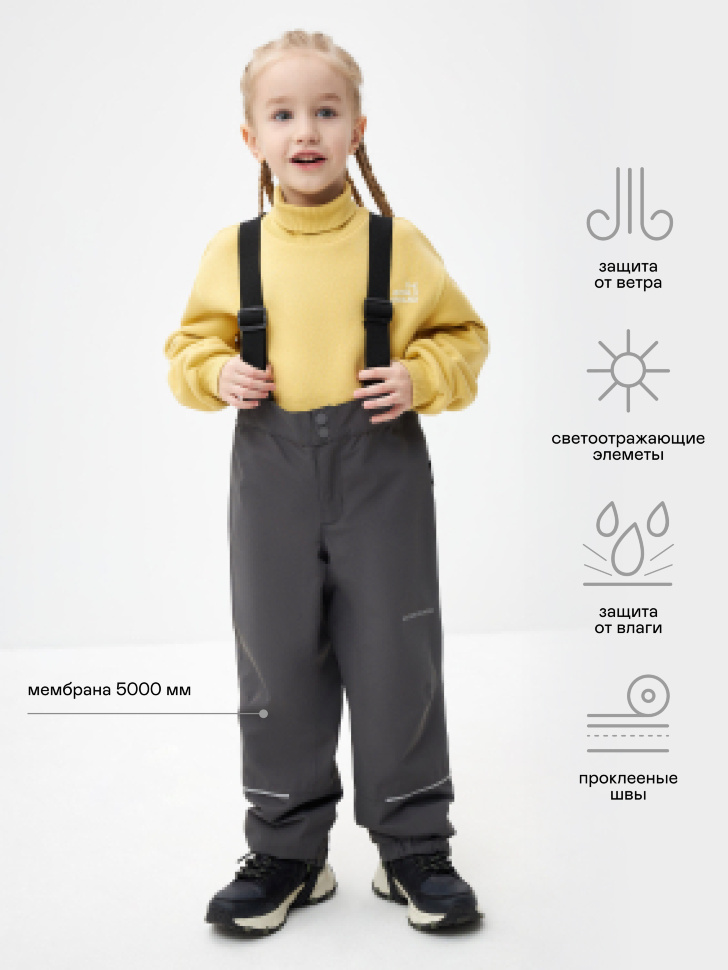 Детские брюки на лямках (серый, 104)