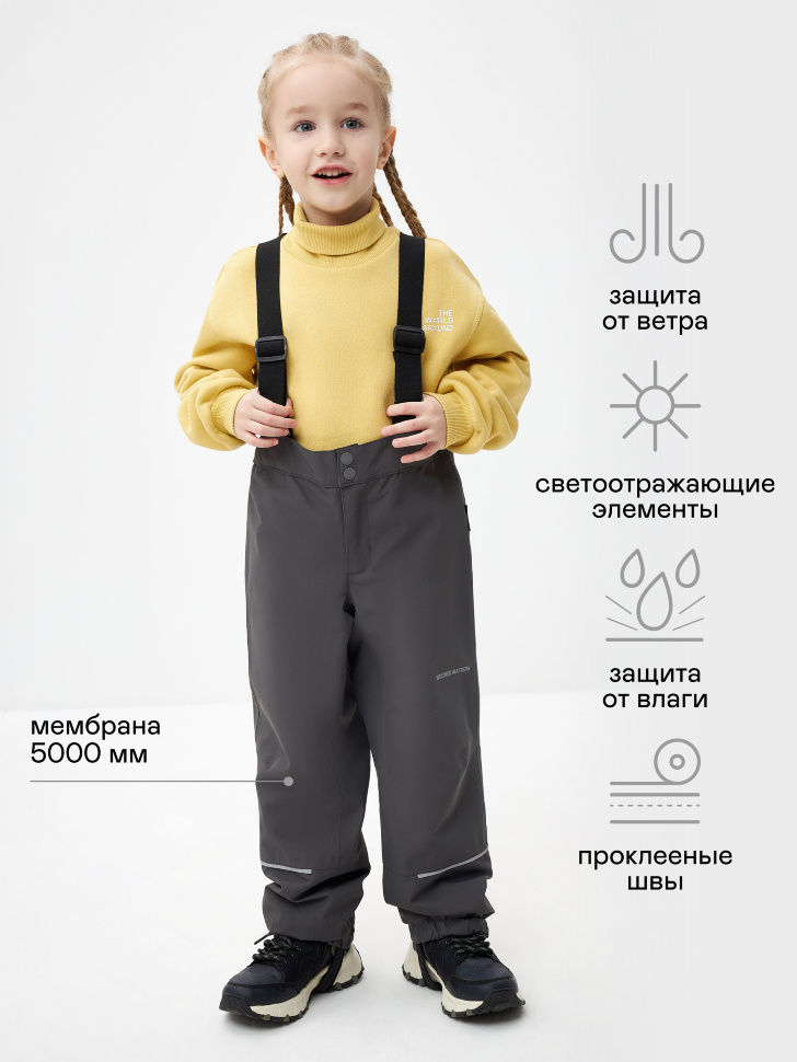 Детские брюки на лямках (серый, 98)