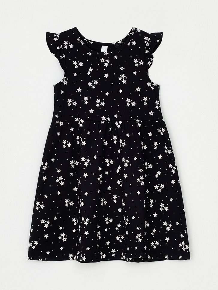 Трикотажное платье с принтом для девочек (черный, 104) sela 4680168737640 - фото 1