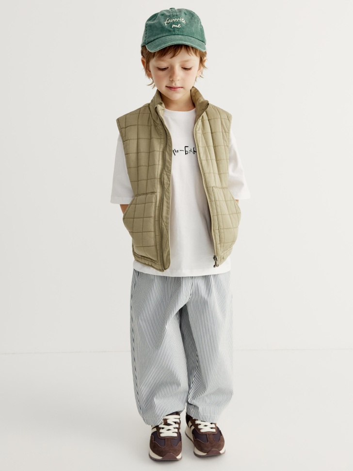 Брюки SELA О-силуэта в полоску, голубой, арт. 45027