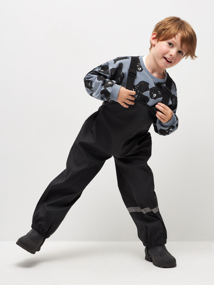 плащевое изделие («дождевые брюки») для мальчиков (черный, 104) sela 4680129838300 плащевое изделие («дождевые брюки») для мальчиков - фото 1