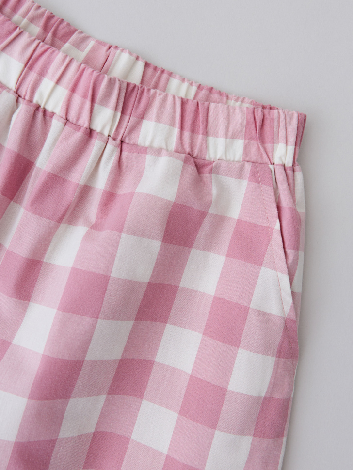 Пижама с брюками в клетку для девочек - фото 4