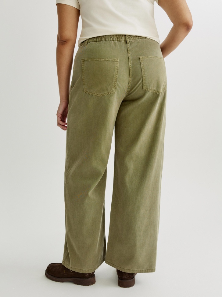 прямые брюки со стиркой из мягкого тенселя и хлопка универсального стиля с лицевой стороны