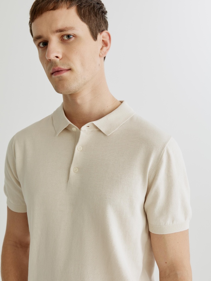 Поло SELA вязаное с коротким рукавом, бежевый, арт. 41780
