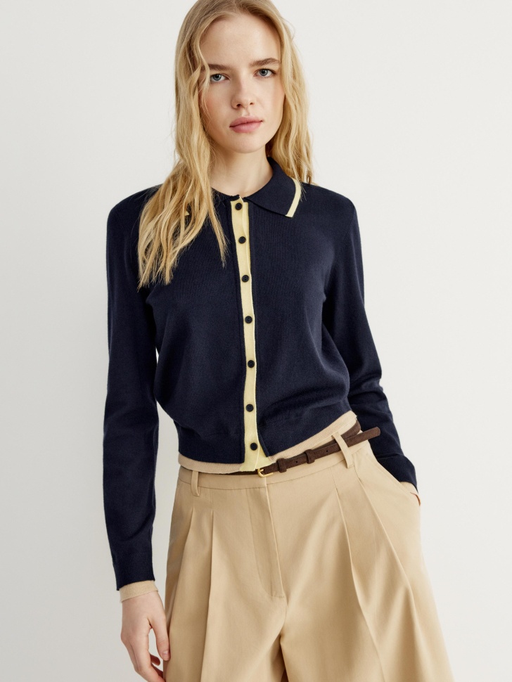 Вязаный кардиган SELA, синий, арт. 50529