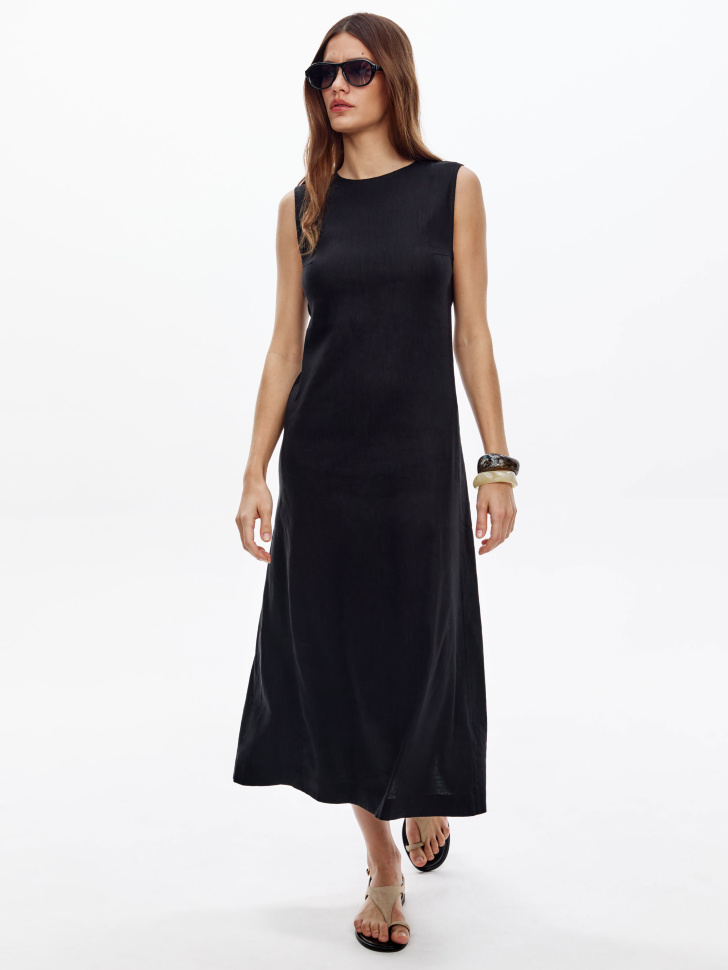 Платье миди Sela из смесового льна, черный, арт. 52636