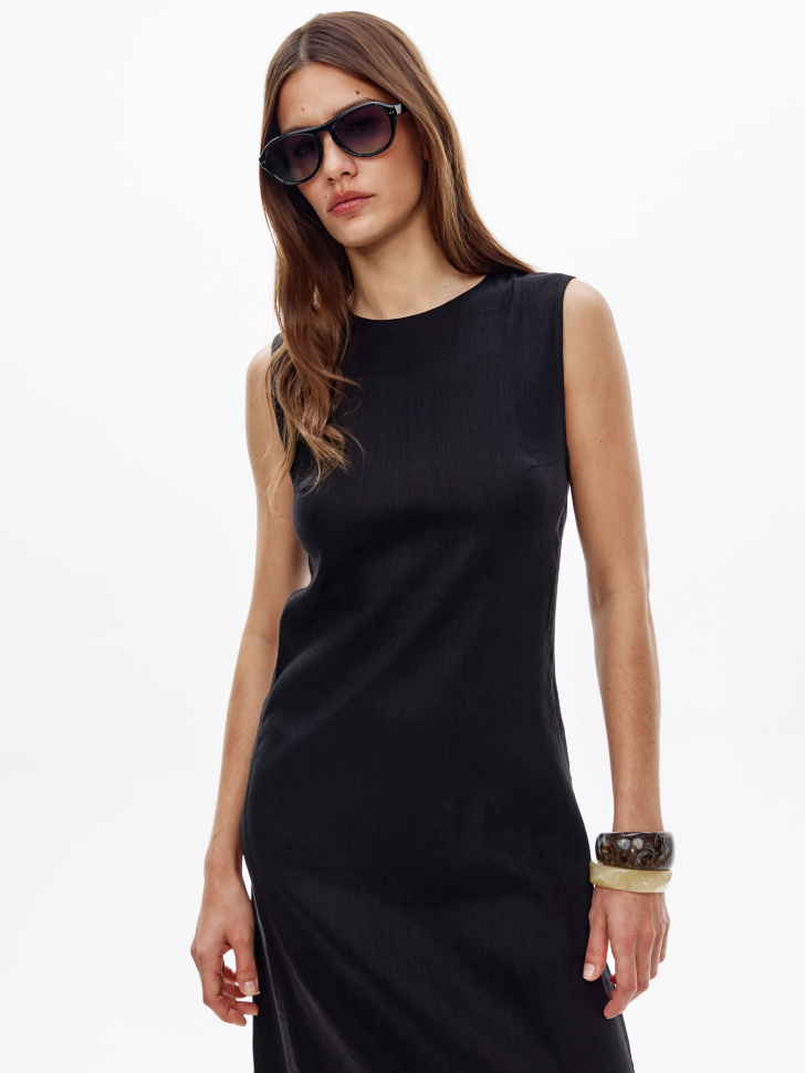 платье миди из смесового льна от бренда sela вид слева