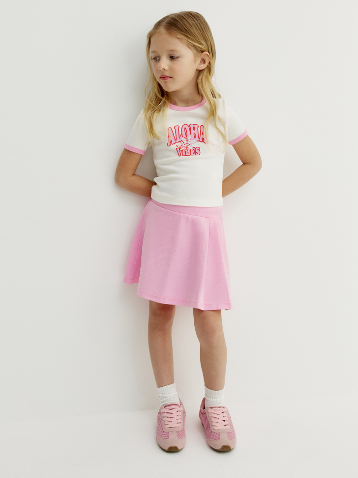 укороченная футболка с принтом для девочек от бренда sela вид слева