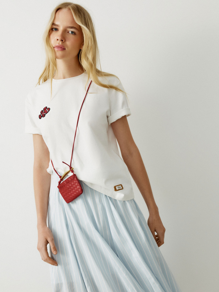 Футболка Sela с вышивкой и патчем, белый, арт. 52392