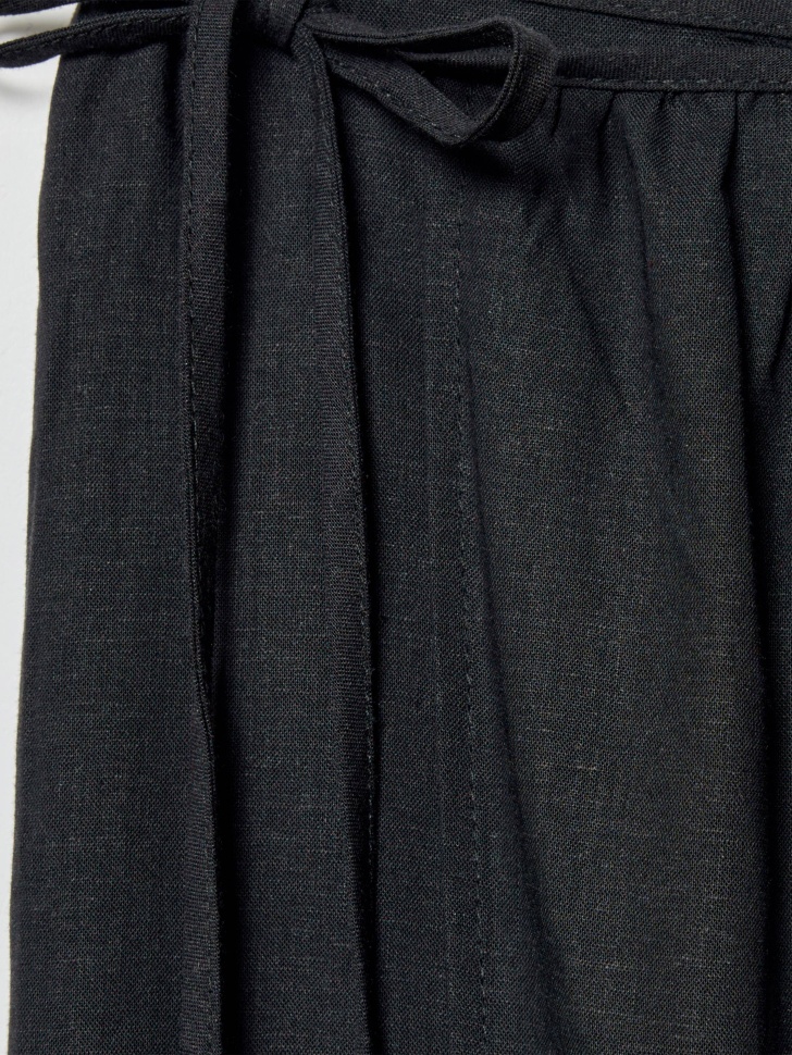 юбка с запахом из смесового льна из проверенных материалов спереди