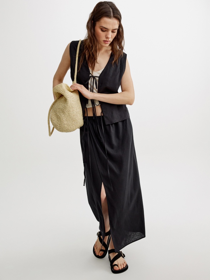 юбка с запахом из смесового льна 4610517889997 фотография