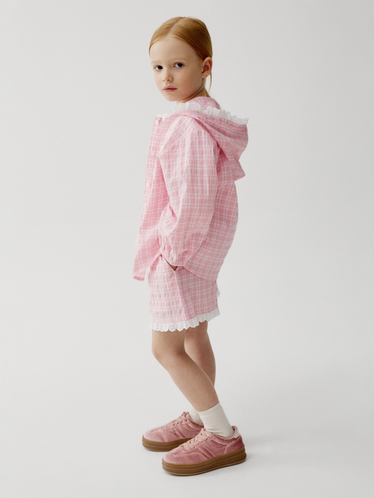 рубашка с капюшоном для девочек от бренда sela вид слева